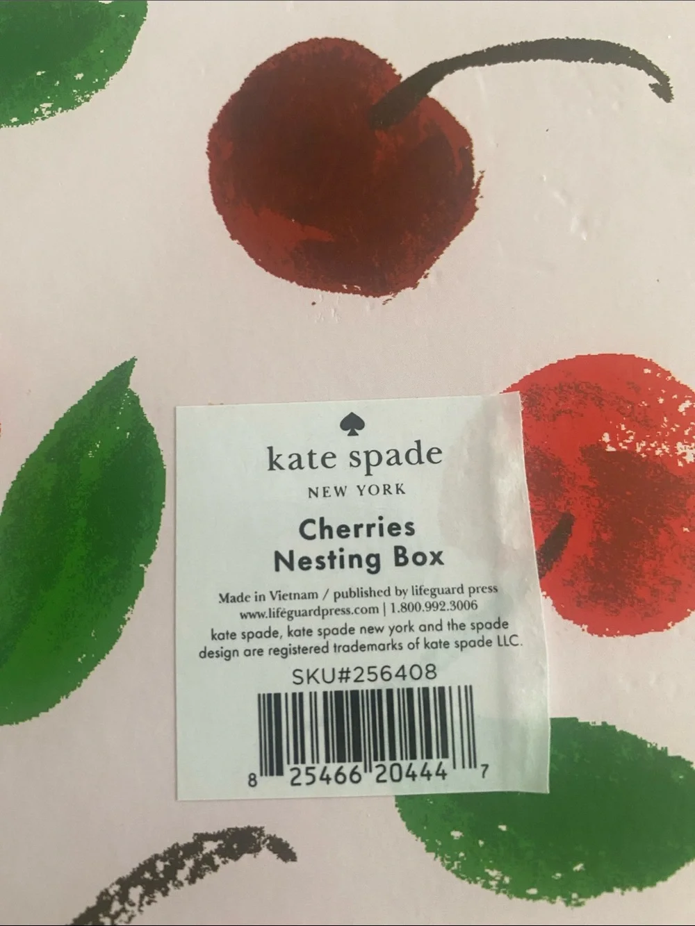kate spade magnetic closure lite pink Cherry Nesting Box small mark inside left
